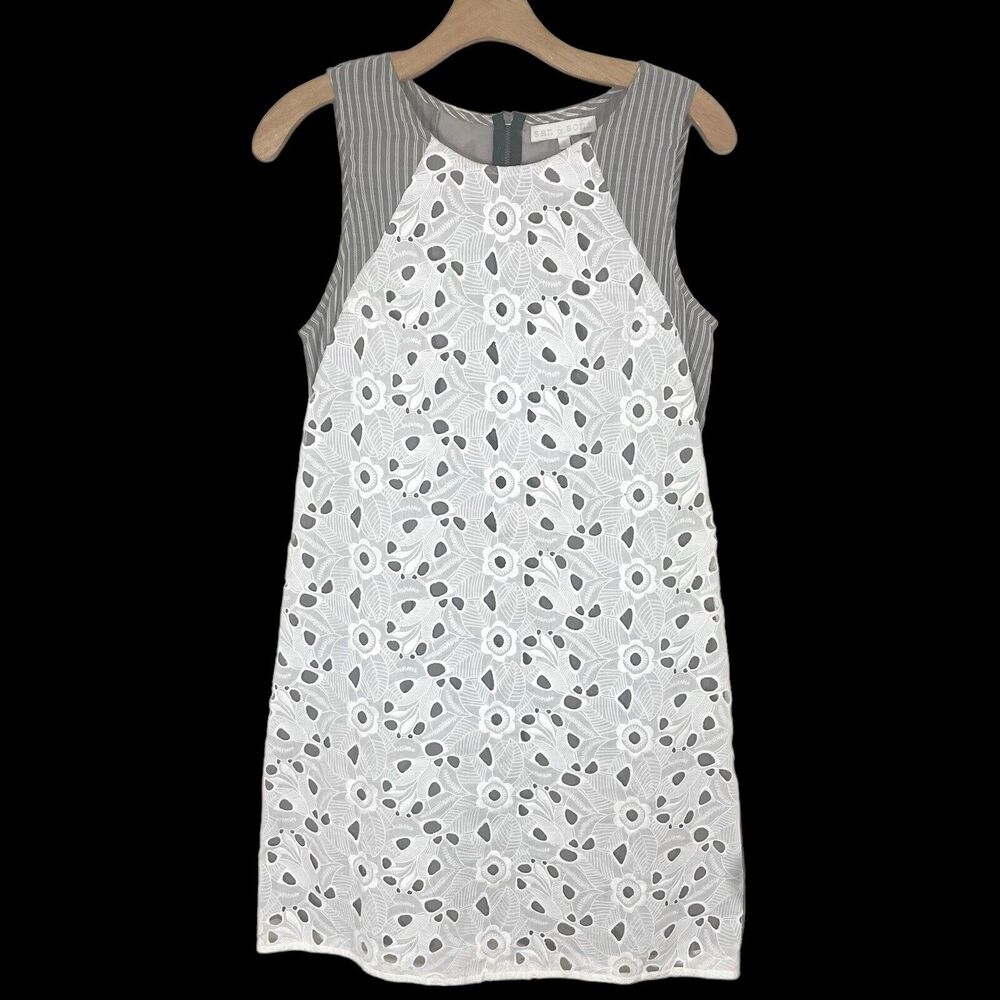 Anthropologie San & Soni Dress Size S Eyelet Shift Lined Back Zipper Sleeveless
